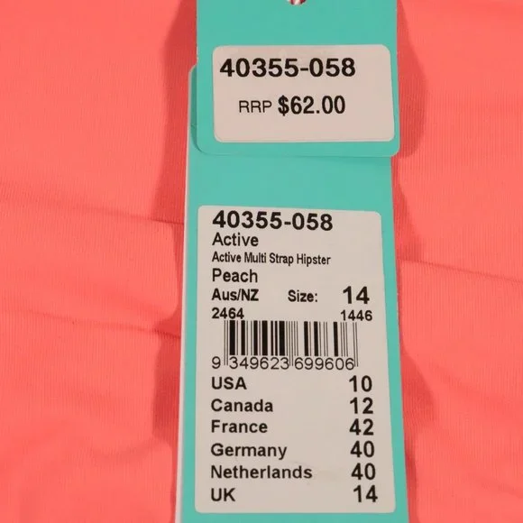 NWT Seafolly Active Multi Strap Hipster in Peach - Picture 4 of 14